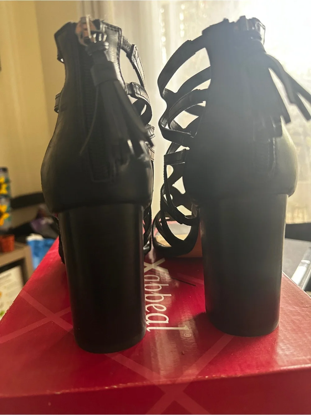 Xappeal Black Strappy Cutout High Heel Sandals